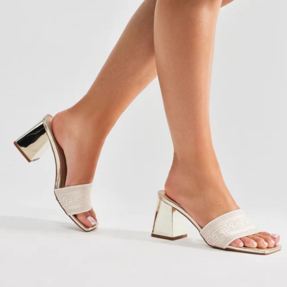Gold Heel Mules
